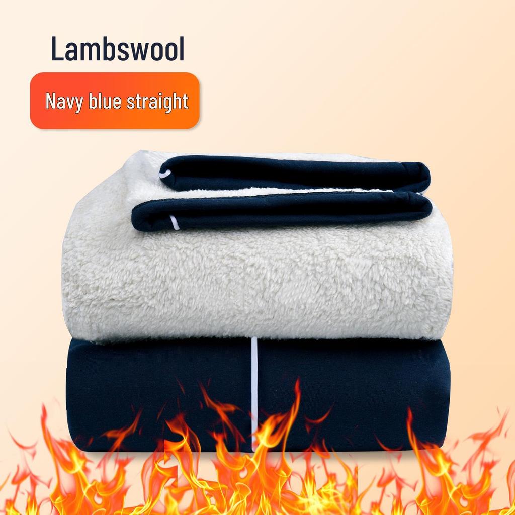 Navy Blue Fleece-Lined Kids' School Uniform Sports Pants with Stripes