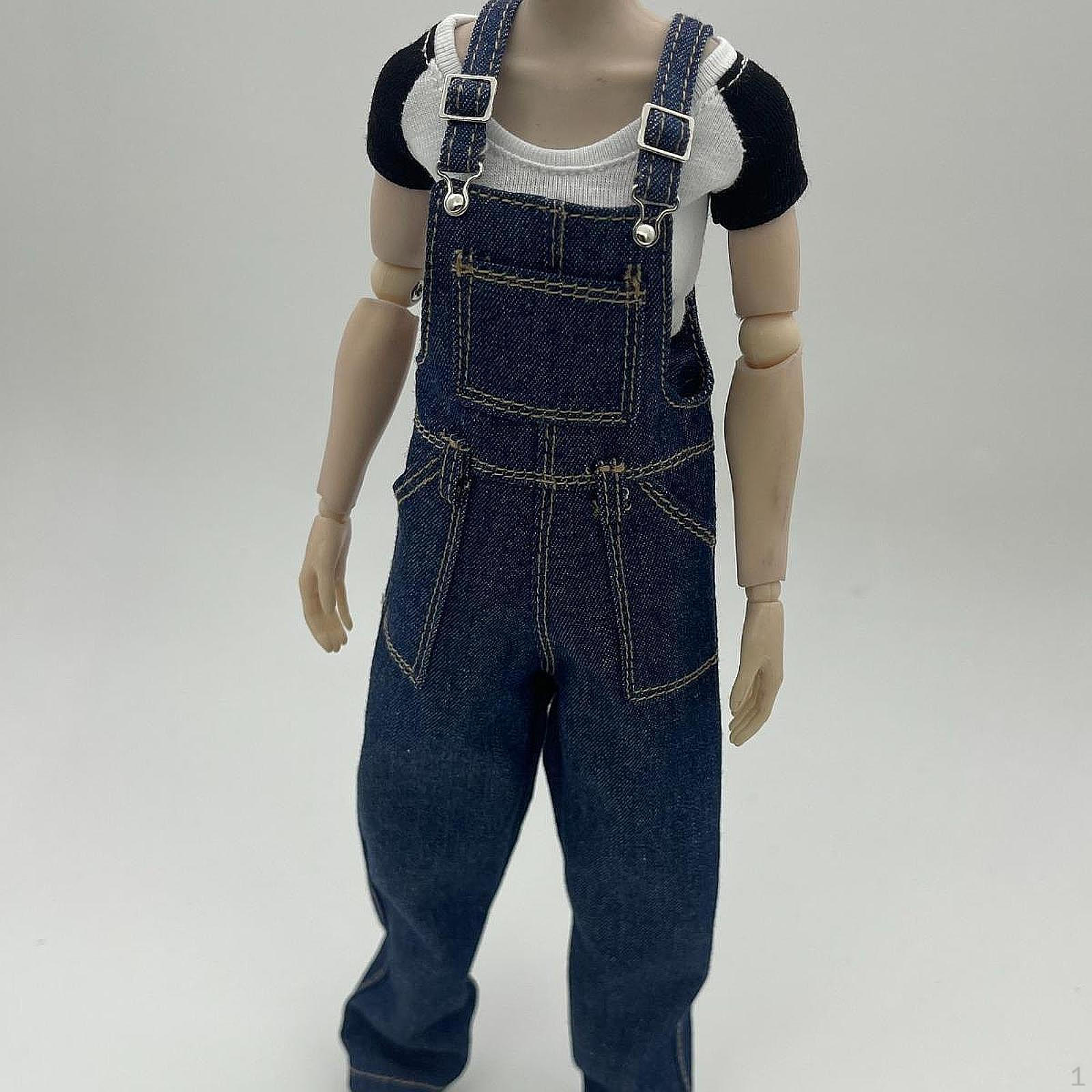 

Наряд мужской куклы в масштабе 1/6 с короткими рукавами и широкими штанами dark blue pants