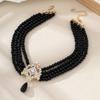 French Retro Pearl Necklace - Four-row, Multi-layered Court Style Choker - Statement Necklace for Women