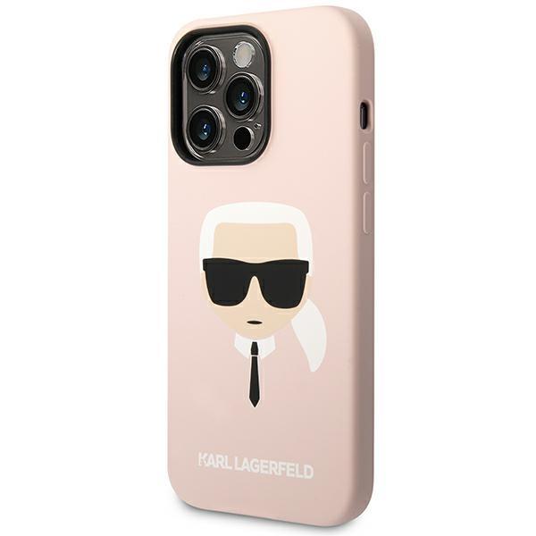 Etui do iPhone 14 Pro Karl Lagerfeld Silicone Karl`s Head Różowe