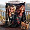 Custom Text Flannel Throw Blanket, Lightweight Cozy Bed Sofa BlanketChild's Play Chucky Tiffany