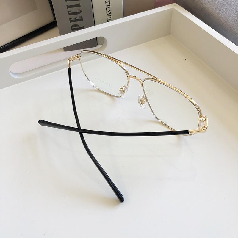 Retro Double Beam Flat Glasses Irregular Business Glasses Frame Trendy Men And Women Personality Can Be Matched With Myopia Glasses Frame