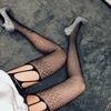 Tights Women Rhinestone Shiny Open Crotch Pantyhose Tights Lingerie Sexy Lace Mesh Fishnet Thigh High Stockings Black Tights