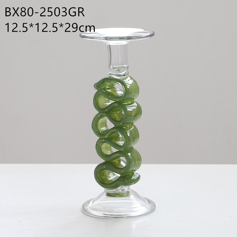 Стеклянный Подсвечник Геометрический Цветная Лента Подсвечник Полый Обернутый Подсвечник Аксессуары для Домашнего Декора зелёный