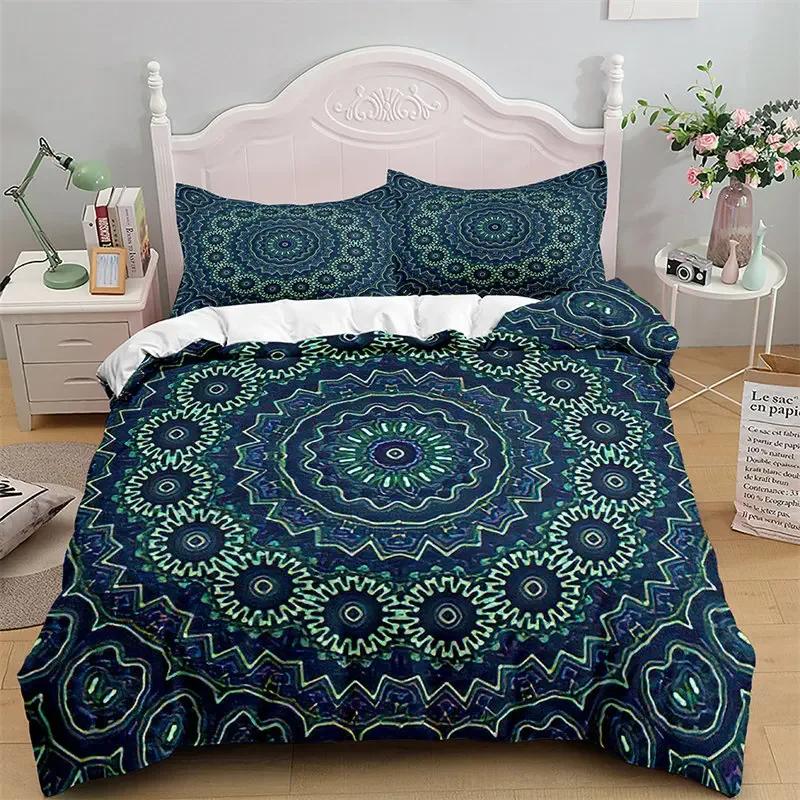 Comforter Mandala Microfiber Bohemian Floral Bedding Set Hippie Geometric Comforter King For Girls Teens Bedroom Decor