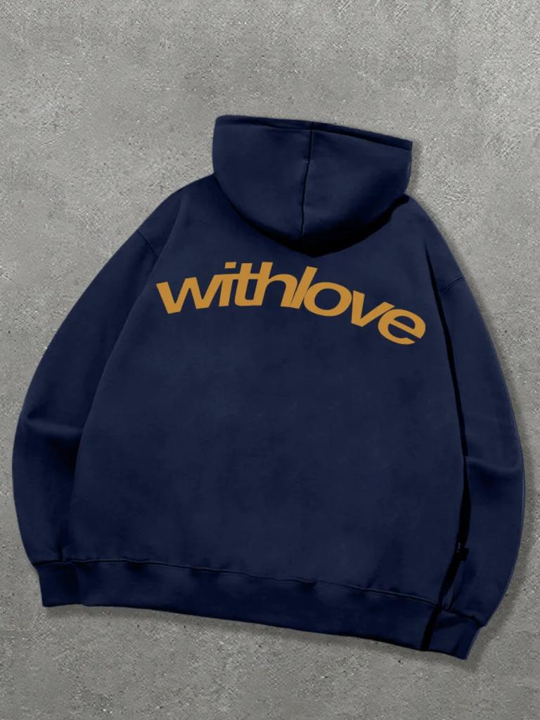 S láskou Tištěná mikina s kapucí Pánská Dámská Pár Mikina Oversized Harajuku Streetwear Tepláková souprava Dámské Pánské Oblečení