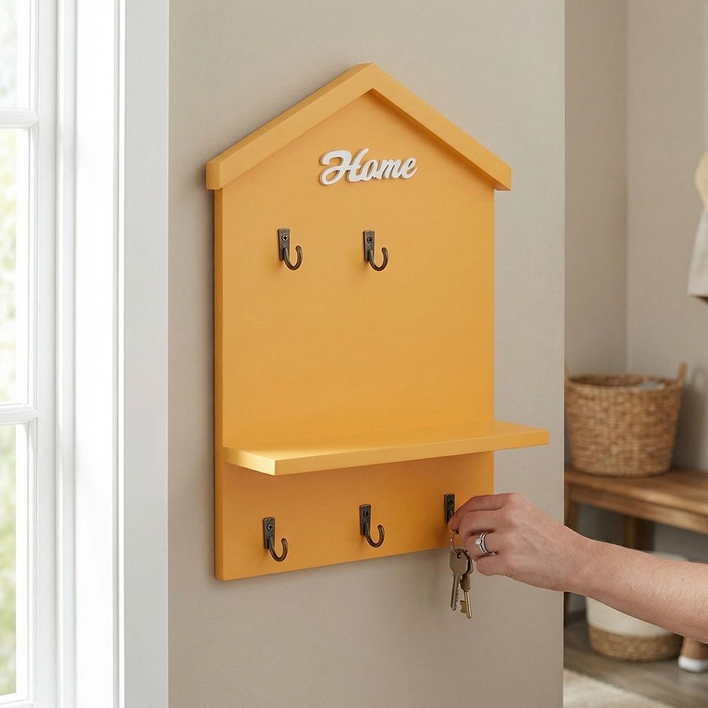 5 Hooks Doorway Storage Rack Handmade Hanging Key Holder Creative Keys Organizer Apartment