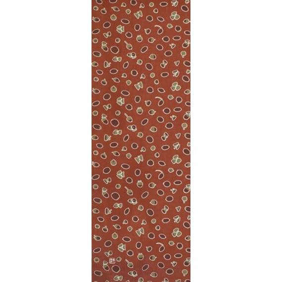 Somen Anbo Tenugui Dongurizu Red - Hand-dyed, 100% Cotton, Tokuoka Fabric, Made in Japan (35cm x 100cm) - Features 61 types of acorns and hats. Can