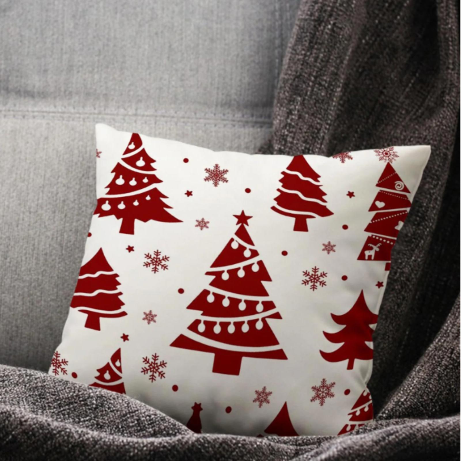

Christmas Decoration Sofa Throw Pillow Cover Deer Snowflake Christmas Tree Linen Interior Decoration Pillow Suitable For Living Room Bedroom One Size