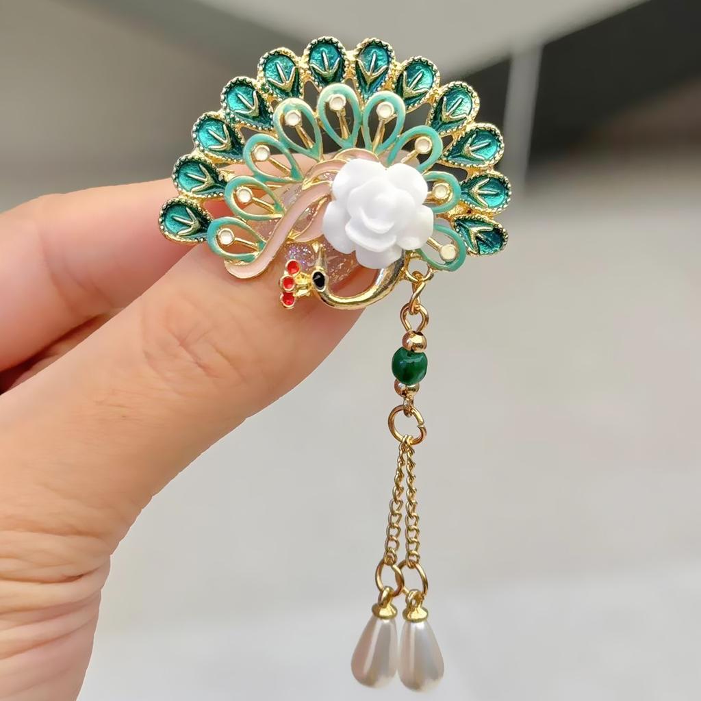 Retro Temperament Corsage Personalized Peacock Open Screen Brooch High-End Hanfu Cheongsam Creative Pendant Pin
