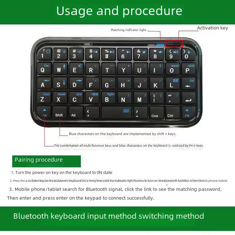 Mini tastatură universală Bluetooth - Tastatură portabilă Broadcom Bluetooth 3.0