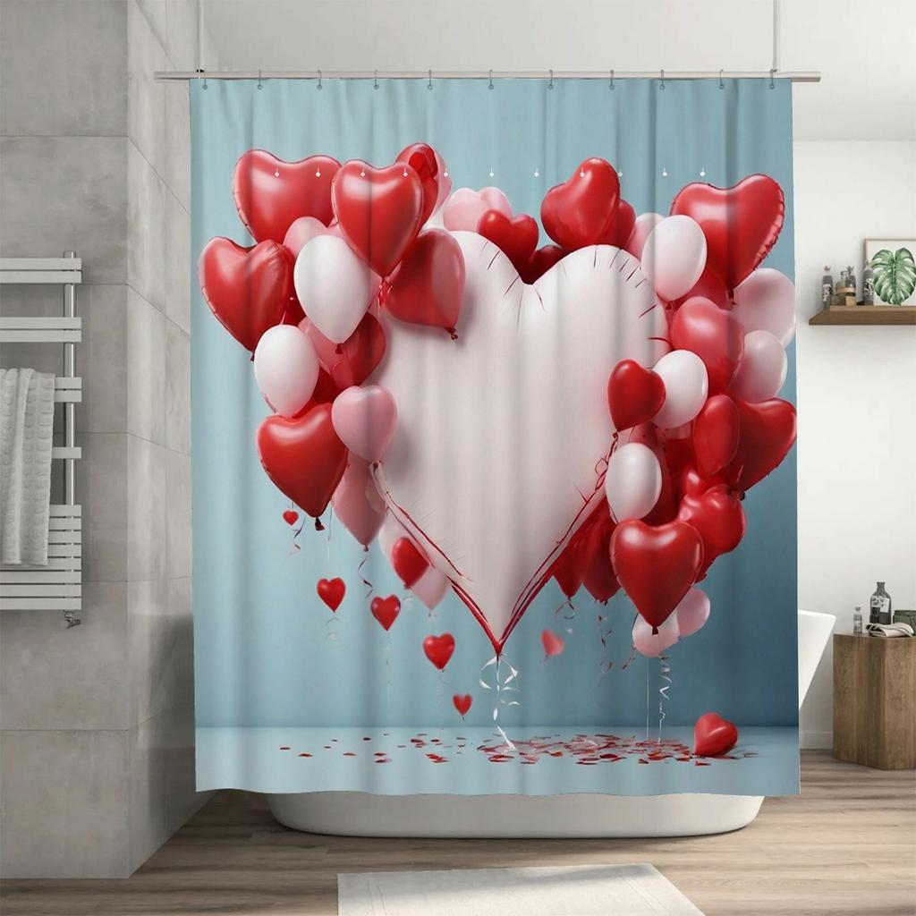 Heart Balloon Shower Curtain | Romantic and Festive Bathroom Decor