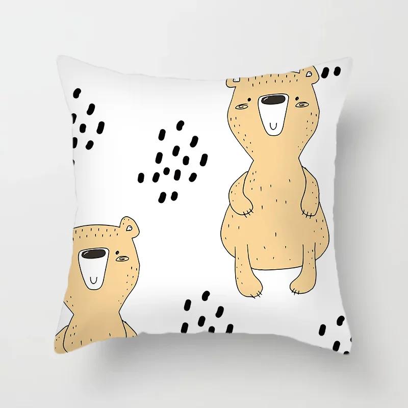 45*45cm Cute Cartoon Mermaid Dinosaur Alpaca Fox Pillowcase Sofa Office Seat Lumbar Cushion  Cover Home Decoration Pieces