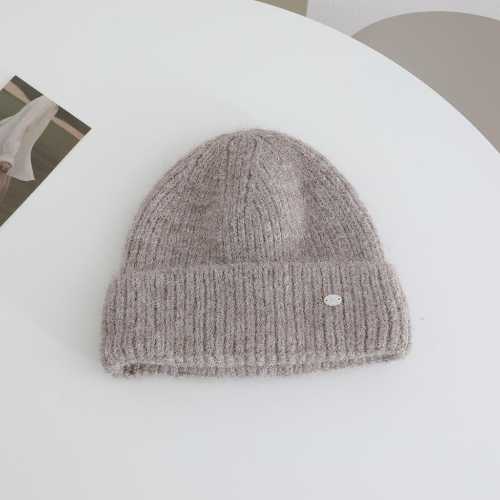 Labeled Knitted Hat for Women in Autumn and Winter New Warm and Thickened Cold Hat That Looks Smaller