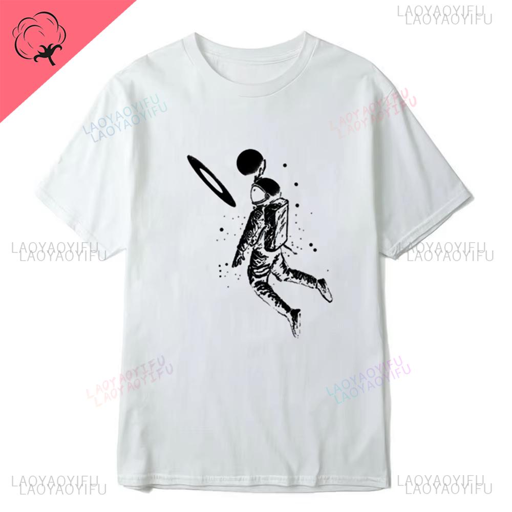 Creative Astronaut Mens TShirts Loose Cotton Breathable TShirt Tops Quality Comfortable Casual Fashio Man Oneck Shortsleev