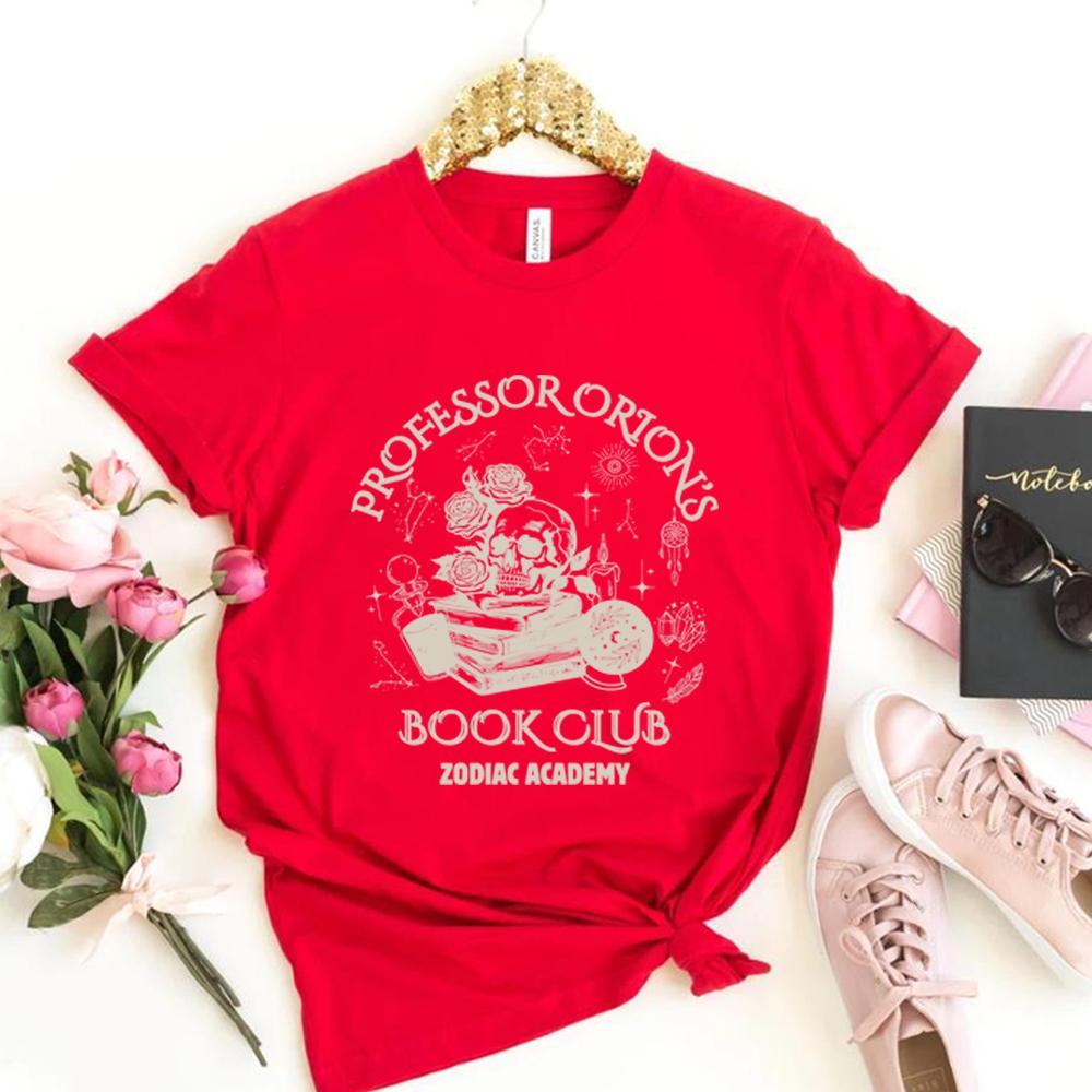 

Футболка Академия Зодиака Футболка Книжный клуб профессора Ориона Подарок для любителя книг Фэнтези-читателя Книжного червя Толстовка с круглым вырезом Подарок для нее S