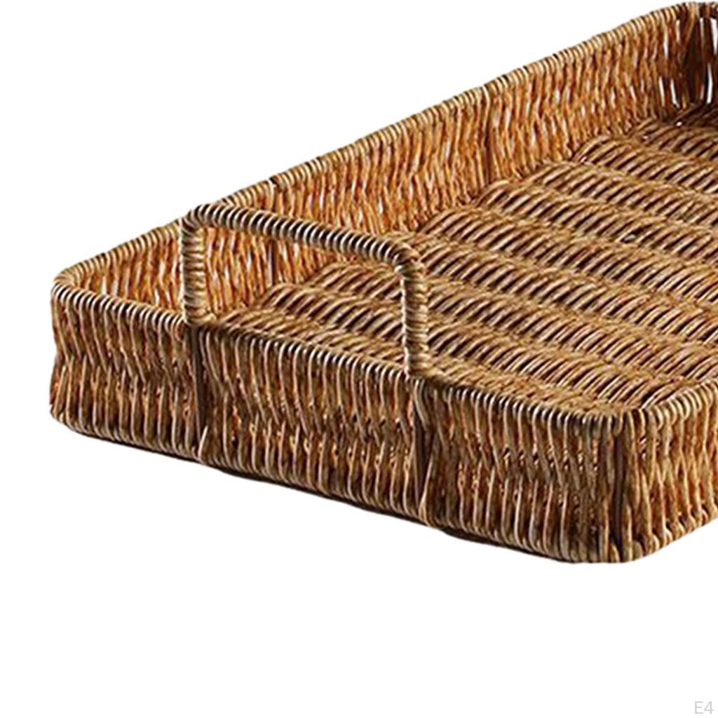 Farmhouse Hand Woven Serving Tray Entryway Keys Storage Trays Decorative Rustic Fruit Bowl Holder
