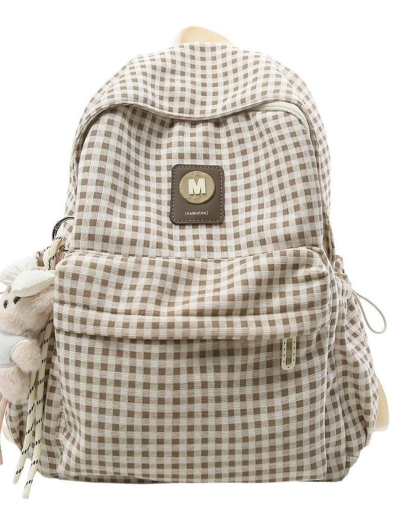 Vintage Plaid Women's Backpack - Lightweight, Versatile, Large-Capacity Bookbag for Commutes and Short Trips