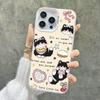 Silver Cartoon Anime Bow Cat Case for Apple 12/13/14/15/16 ProMax - Drop-proof, Hard Shell