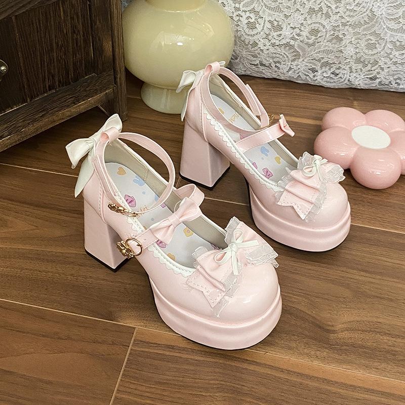 Scarpe Donna Carine alla Moda 2026 Autunno Nuove Scarpe da Donna con Fiocco Tacco Spesso Tacchi Alti Semplici Versatili Scarpe Mary Jane da Donna Zapatos