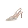 Fashion Sequin Sequin Strap Wrapped Toe Sandals Autumn New Pointed Toe Shallow Mouth Metal Buckle Non-slip Stiletto Heels