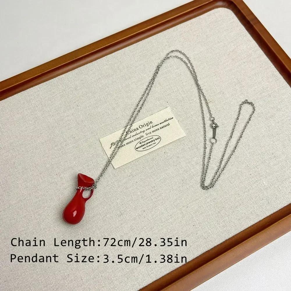 Simple Oval Choker Necklace Wax Rope Alloy Pendant Necklace Long Women's Jewelry Women