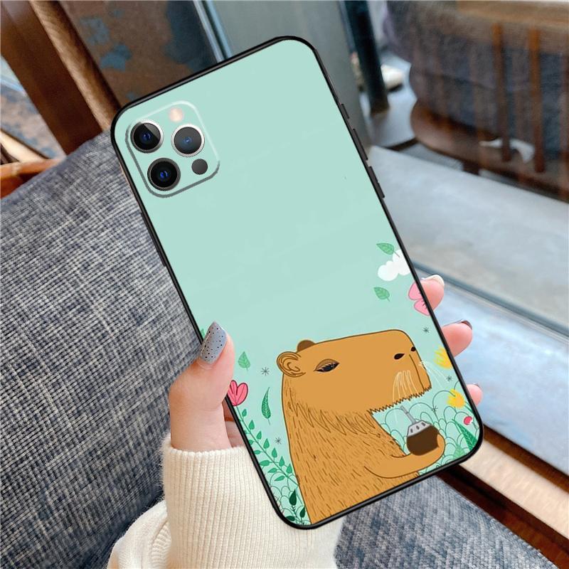 Cute Capybara Phone Case For iPhone 16 15 14 13 12 11 Pro Max 12 13 Mini XR 15 16 Plus 16e Cover Shell