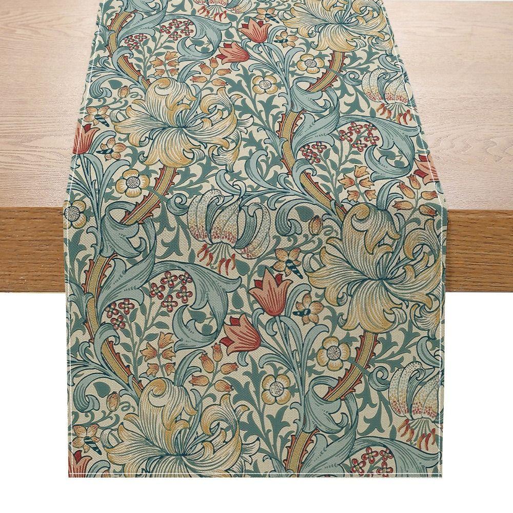 

Pastoral Style Table Cover Flourishing Flowers Tablecloth Floral Table Runner Home Decor 2