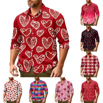 Camisa casual masculina de manga comprida com ajuste solto e lapela da moda