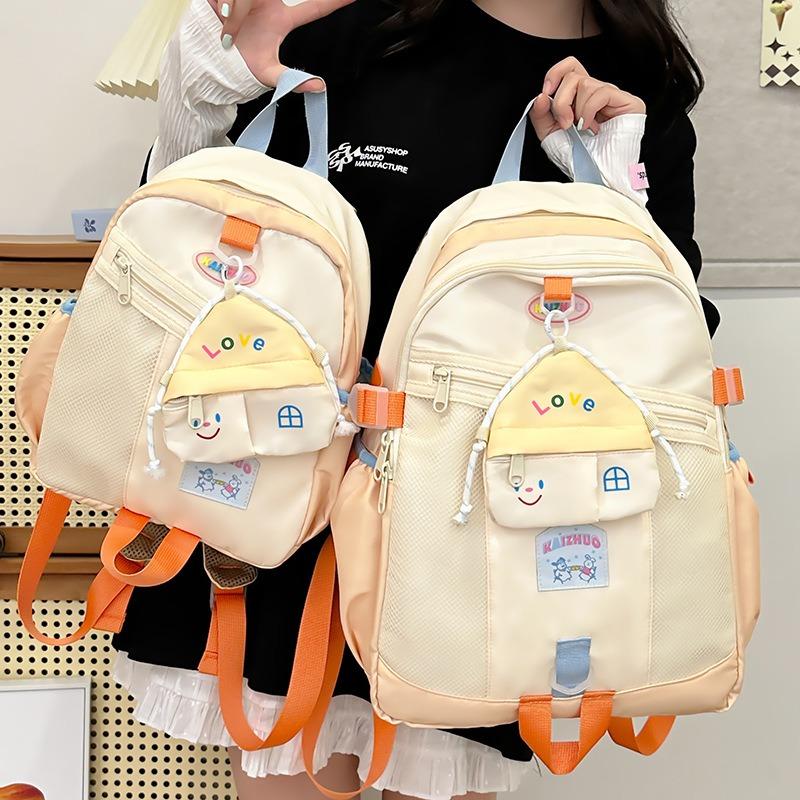 School bag versatile backpack new college style school bag female junior high school high school student large capacity color matching backpack male