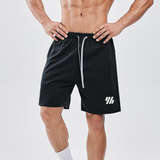 Men Summer Casual Shorts Elastic Drawstring Waist Fitness Shorts Quick-Drying Sports Shorts with Pockets Solid Color Wide Leg Shorts