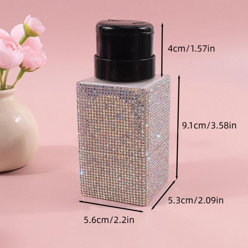 1 Pcs Diamond Nail Refillable Bottles Empty Press Pump Dispenser Nail Art Polish Remover Cleaner Makeup Bottle Manicure Tool