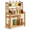 SONGMICS Suporte de Especiarias, Prateleira de Armazenamento de Bancada de 3 Níveis, Organizador de Mesa com Estrutura de Bambu, para Cozinha, Sala de Jantar, Escritório, Bege Natural