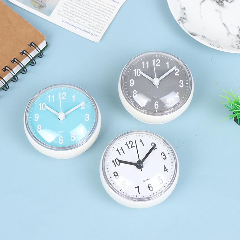 Mini Saugfuß Wanduhr Badezimmer Beschlagsfrei Wasserdicht Küche Toilette Quarz-Uhr