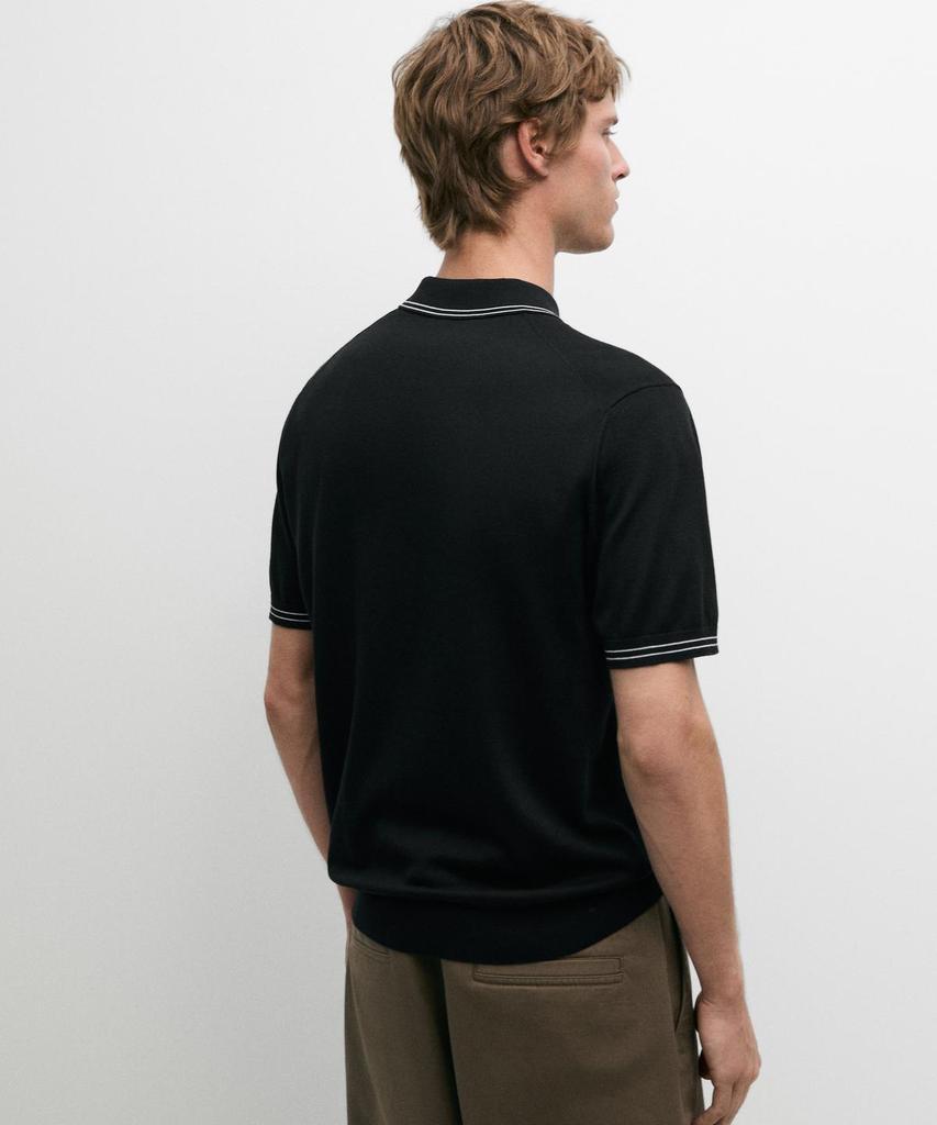 Masimodutti Jersey Polo Knit Collar Detail