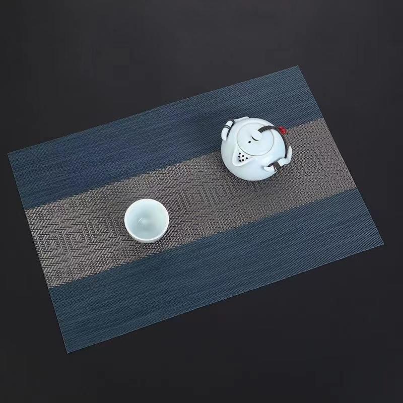 Chinese Style Pvc Table Mat Woven Waterproof And Oil-Proof Non-Slip Light Luxury Table Mat Simple Household Cup Mat 45X30Cm