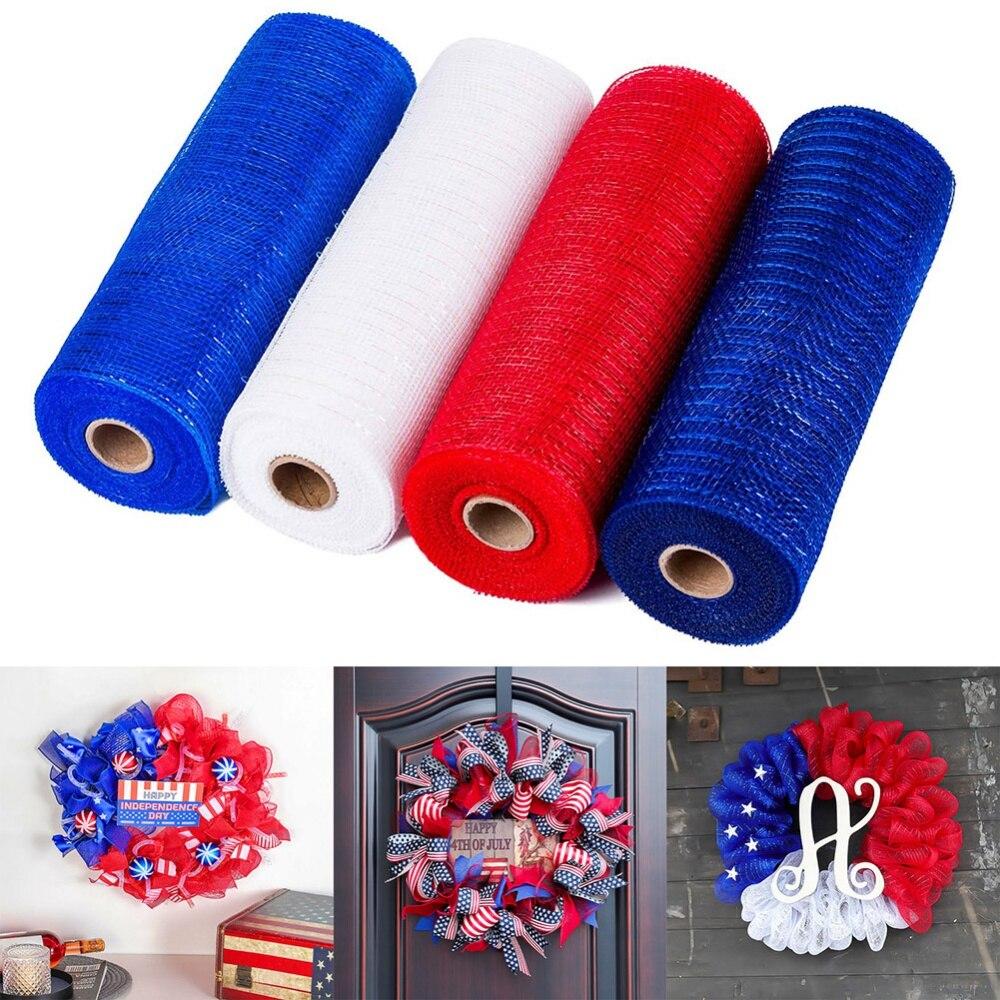 4pcs Easter Day Deco Mesh Ribbons Wreath Decoration DIY Crafts Making Soft Waterproof Easter Home Party Decorations