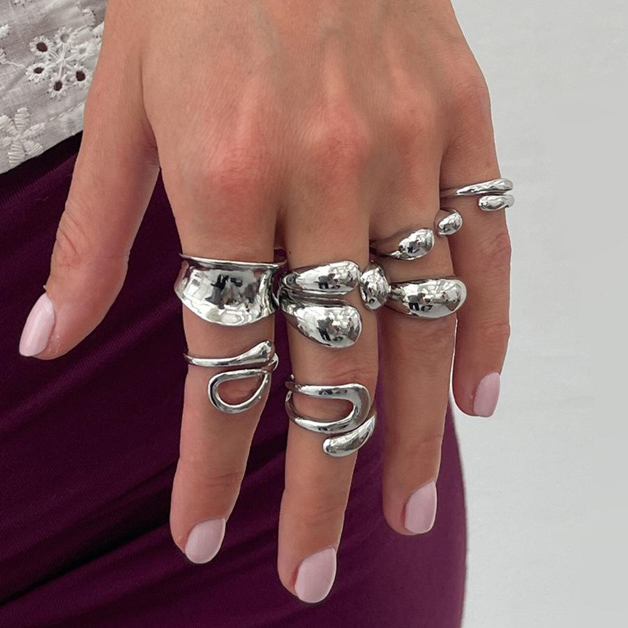 DIEZI One Set Fashion Hollow Geometric Knuckle Rings For Women Bohemian Vintage Gold Silver Color Open Joint Ring Jewelry
