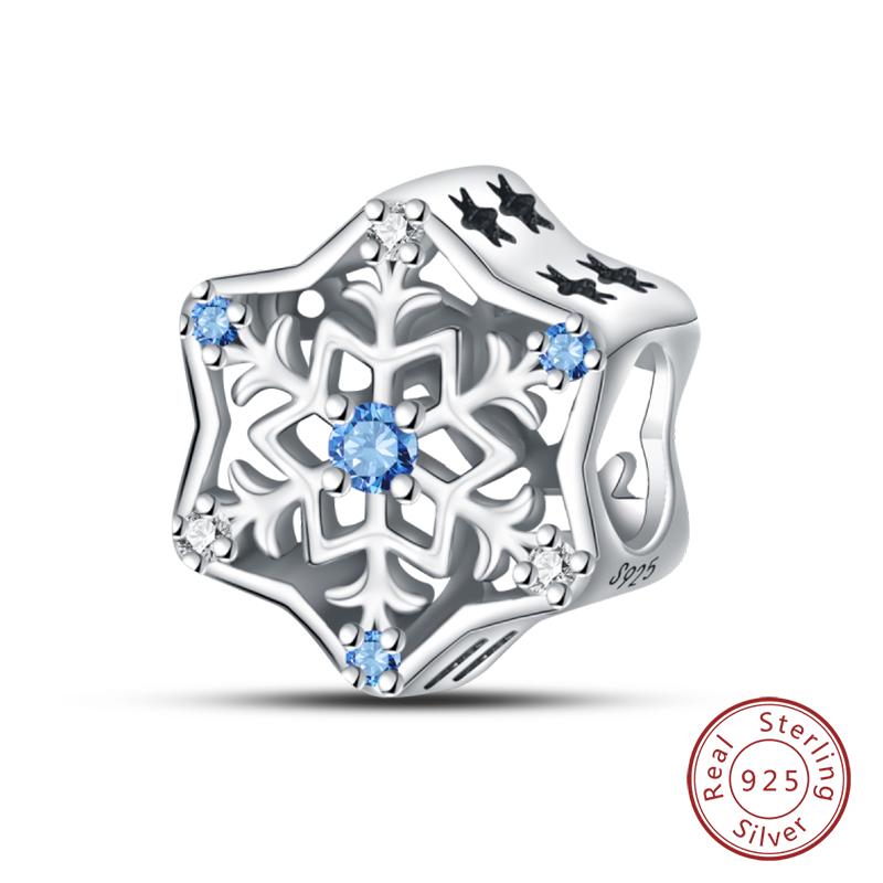 New Winter Charms Bead Copper Snowflake Snowman Penguin Deer Dangle Fit Bangle Bracelet Necklace Diy Jewelry