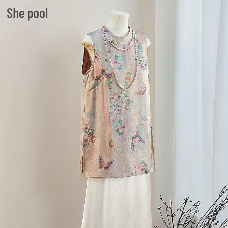 Women s New Chinese Style Printed Sleeveless Shirt S