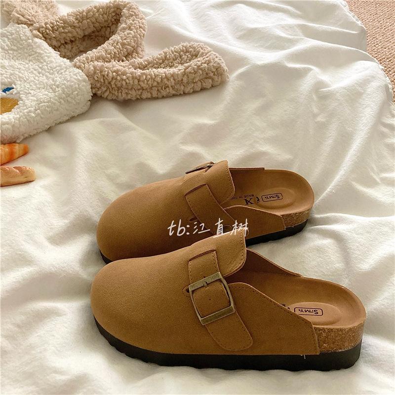 Good Texture Push~! 4cm Thick-soled Heightening Cork Boken Shoes Women's Autumn New Non-slip Bag Head Boken Slippers