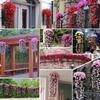 Violet Artificial Flower Valentine's Day Party Decoration Simulation Wall Hanging Basket Flower Orchid Fake Silk Vine Flowers