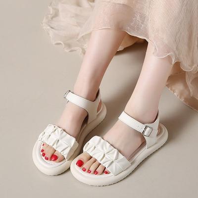 Fairy Style Sandals Women's 2025 New Summer Wear with Skirt One Word with Sandals Soft Sole Beach Shoes Open Toe