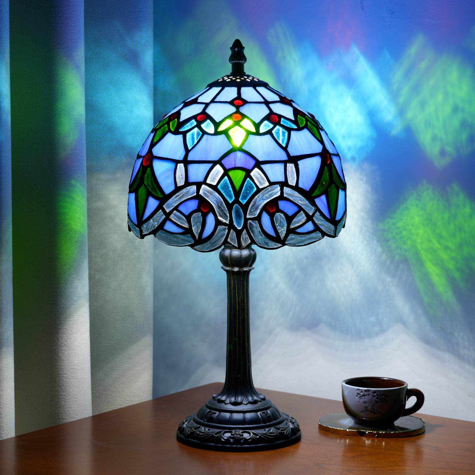 

Blue Baroque Design Stained Glass Table Lamp for Living Room Bedroom Bedside Nightstand Home Office Small Desk Night Lamp US Plug синий