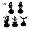 Spooky Pumpkin Tea Light Decor Halloween Wooden Candle Holder, Black Hollow Crow Spider Tealight Display Party Atmosphere Stand, Gothic Silhouette