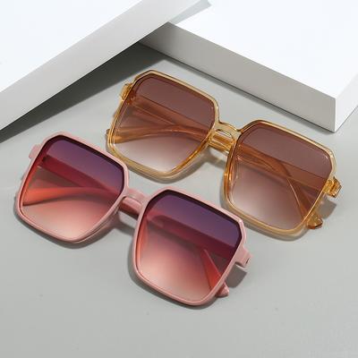 2'Lİ PAKET Yeni Siyah Kare Büyük Boy Güneş Gözlüğü Kadın Büyük Çerçeveli Güneş Gözlüğü Kadın Aynalı Oculos Unisex Degrade Hip Hop Tonları