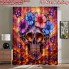 2D Flat Printing 2pcs Curtain Party Curtains Halloween Fiery Flowers Digital Printed Polyester Drapes All Season Party & Holiday