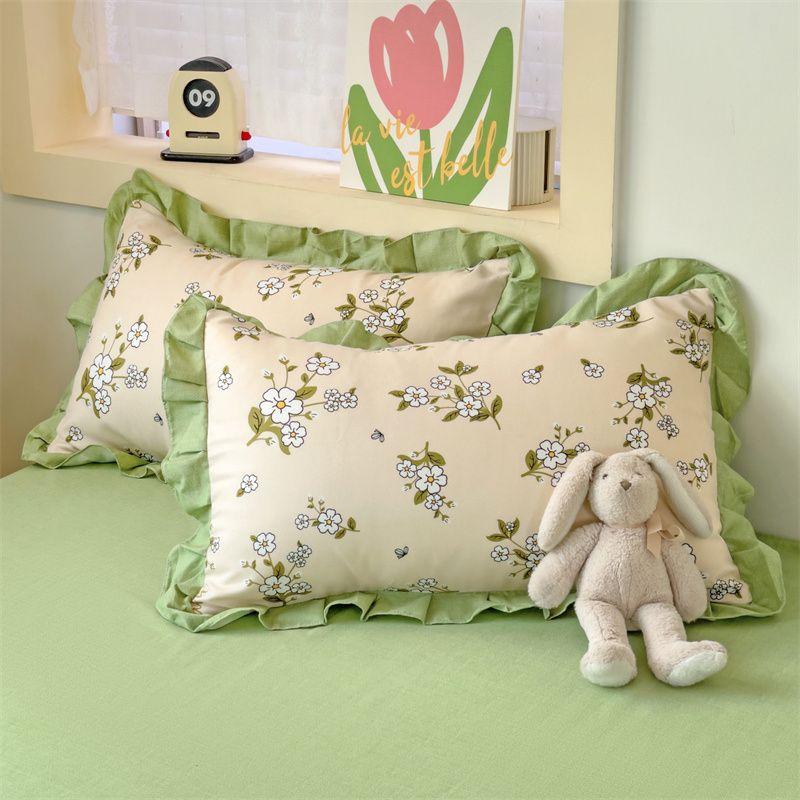 2pcs Soft and Comfortable Yarn Floral Lace Pillowcases | Plant Flower Print, Suitable for Bedroom Bedding Pillow Core Cover