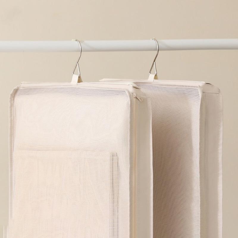 1pc Bed Sheet Storage Bag Blanket Cover Storage Mesh Bags Plush Pillow Cover Organizer Bag Wardrobe Hanging Storage Bags