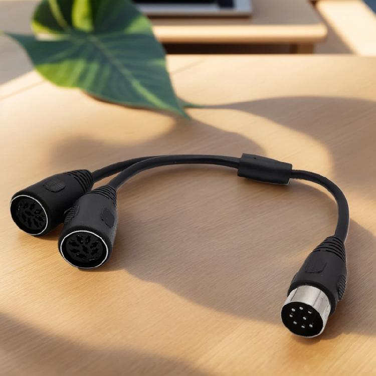 Câble Splitter DIN 8 broches 1 Mâle vers 2 Femelles Câble Adaptateur en Y pour Son et Vidéo